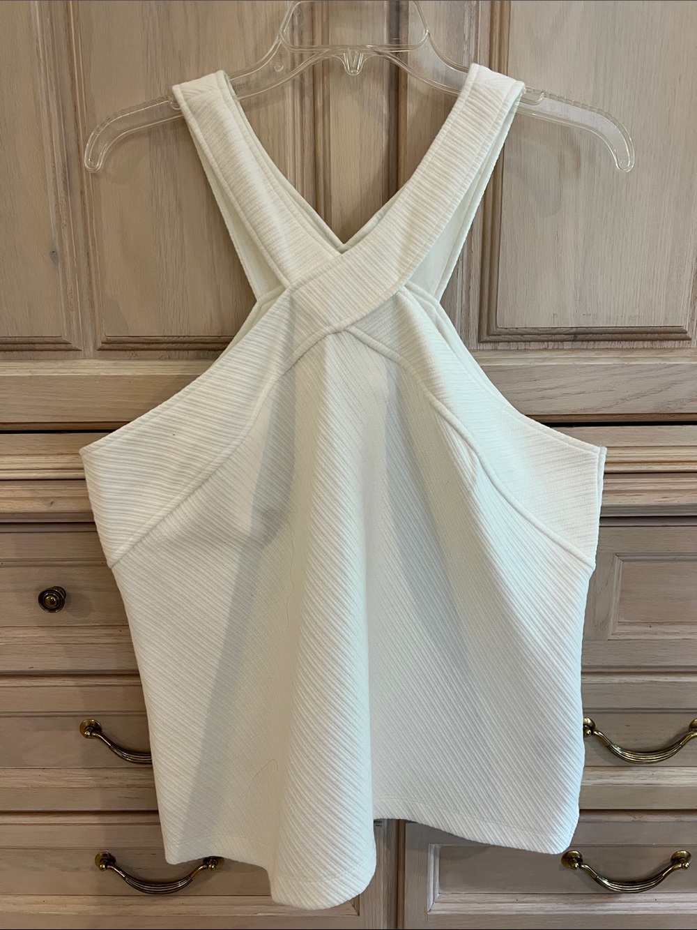 Anthropologie Cream Ribbed Halter Top